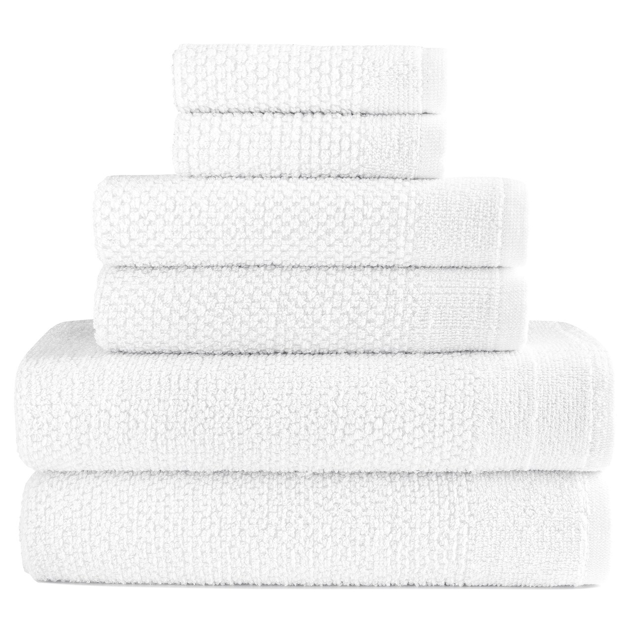 Dan River 6 Piece Cotton Bath Towel Set Popcorn Texture Absorbent Towels